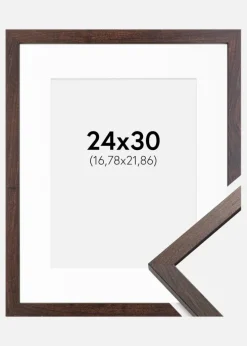 Ramme Trendy Valnød 24x30 cm - Passepartout Hvid 7x9 inches