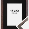 Ramme Trendy Valnød 15x20 cm - Passepartout Sort 4x6 inches