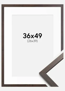 Ramme Trendy Valnød 36x49 cm - Passepartout Hvid 27x40 cm