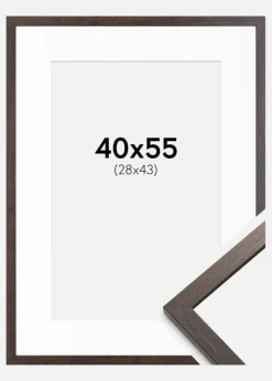 Ramme Trendy Valnød 40x55 cm - Passepartout Hvid 29x44 cm