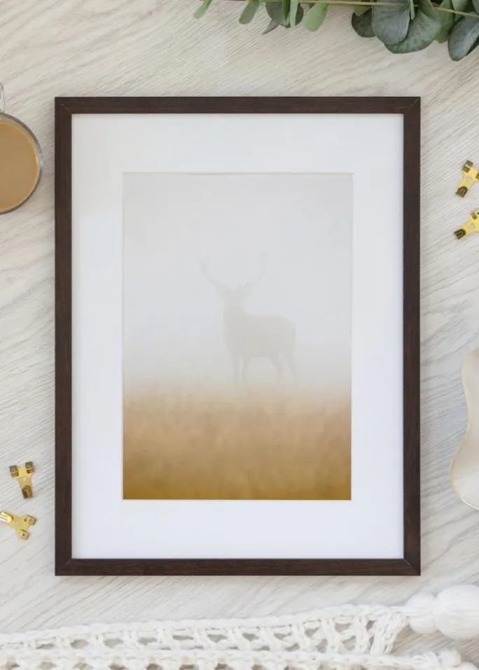 Ramme Trendy Valnød 40x55 cm - Passepartout Hvid 29x44 cm