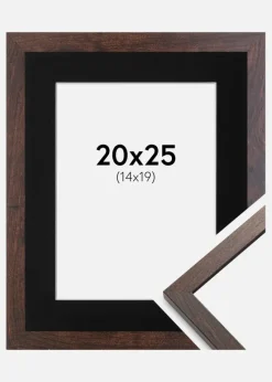 Ramme Trendy Valnød 20x25 cm - Passepartout Sort 15x20 cm