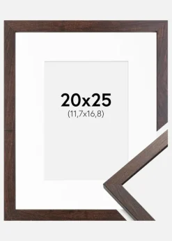 Ramme Trendy Valnød 20x25 cm - Passepartout Hvid 5x7 inches