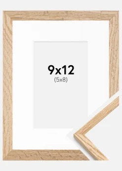 Ramme Tynd Eg 9x12 cm - Passepartout Hvid 6x9 cm