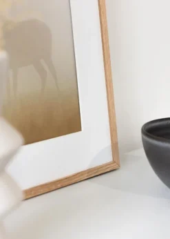 Ramme Tynd Eg 35x50 cm - Passepartout Hvid 9x12 inches