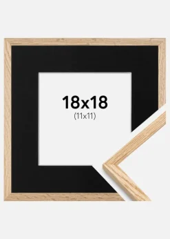 Ramme Tynd Eg 18x18 cm - Passepartout Sort 12x12 cm