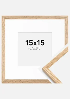 Ramme Tynd Eg 15x15 cm - Passepartout Hvid 9x9 cm