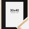 Ramme Tynd Eg 30x40 cm - Passepartout Sort 21x29,7 cm (A4)