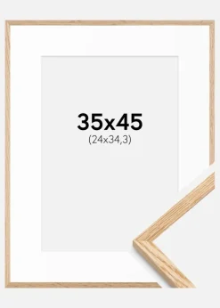 Ramme Tynd eg 35x45 cm - Passepartout Hvid B4 250x353 mm