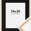 Ramme Tynd Eg 24x30 cm - Passepartout Sort 7x9 inches
