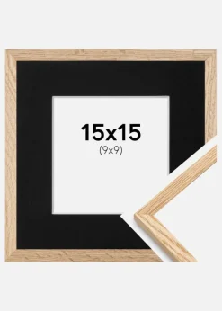 Ramme Tynd Eg 15x15 cm - Passepartout Sort 10x10 cm