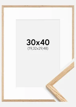 Ramme Tynd Eg 30x40 cm - Passepartout Hvid 8x12 inches