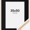 Ramme Tynd Eg 35x50 cm - Passepartout Sort 25x35 cm
