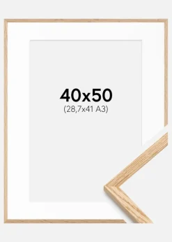Ramme Tynd Eg 40x50 cm - Passepartout Hvid 29,7x42 cm (A3)