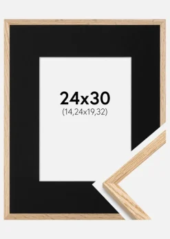 Ramme Tynd Eg 24x30 cm - Passepartout Sort 6x8 inches