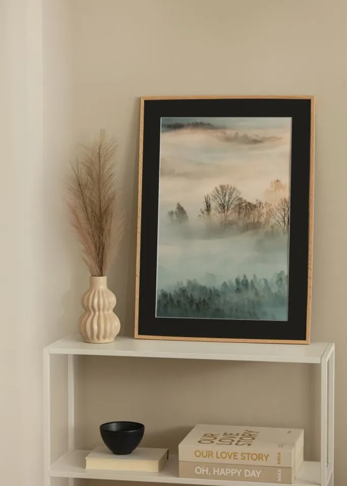 Ramme Tynd Eg 24x30 cm - Passepartout Sort 6x8 inches