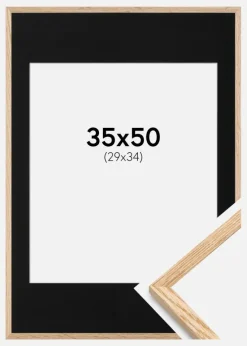 Ramme Tynd Eg 35x50 cm - Passepartout Sort 30x35 cm