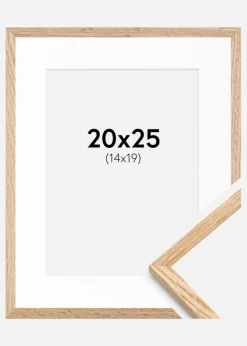 Ramme Tynd Eg 20x25 cm - Passepartout Hvid 15x20 cm