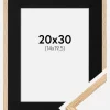Ramme Tynd Eg 20x30 cm - Passepartout Sort 15x21 cm (A5)