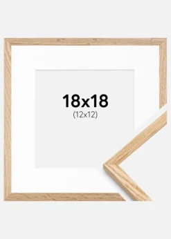Ramme Tynd Eg 18x18 cm - Passepartout Hvid 13x13 cm
