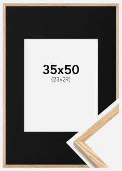 Ramme Tynd Eg 35x50 cm - Passepartout Sort 24x30 cm