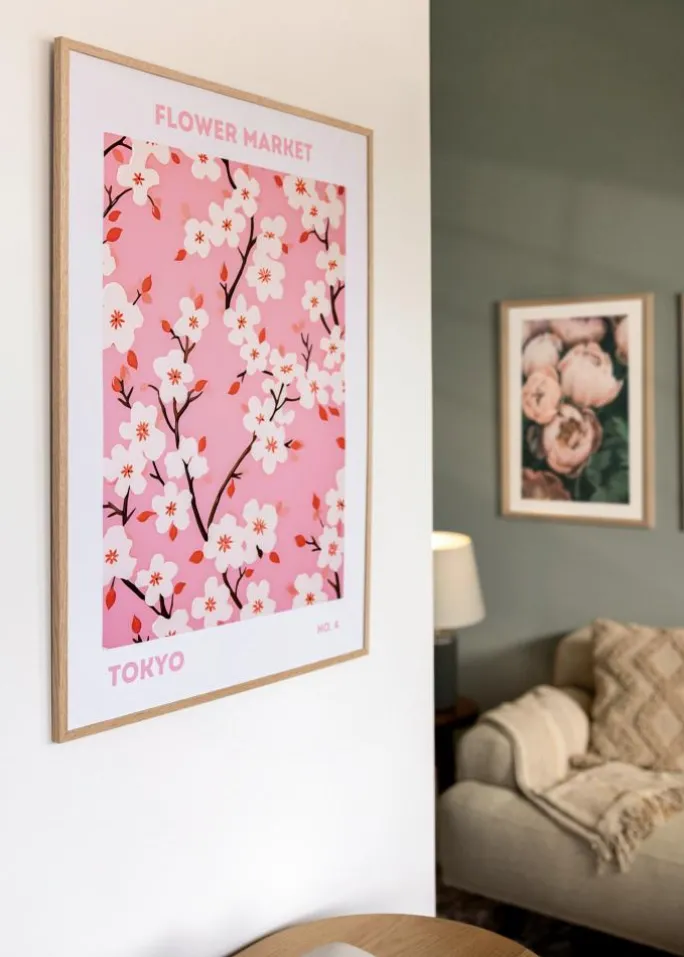 Ramme Tynd Eg 40x50 cm - Passepartout Hvid 27x35 cm