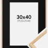 Ramme Tynd Eg 30x40 cm - Passepartout Sort 8x12 inches