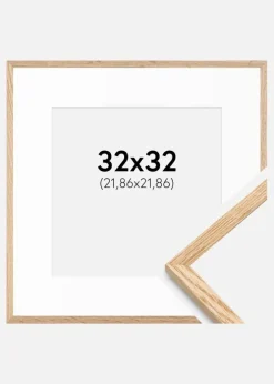 Ramme Tynd Eg 32x32 cm - Passepartout Hvid 9x9 inches