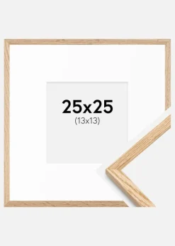 Ramme Tynd Eg 25x25 cm - Passepartout Hvid 14x14 cm