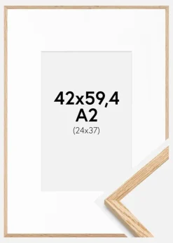 Ramme Tynd Eg 42x59,4 cm (A2) - Passepartout Hvid 25x38 cm