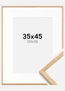 Ramme Tyndt Egetræ 35x45 cm - Passepartout Hvid 24x34 cm
