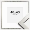 Ramme Uppsala Sølv 40x40 cm - Passepartout Hvid 25x25 cm