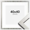 Ramme Uppsala Sølv 40x40 cm - Passepartout Hvid 30x30 cm