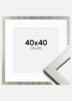 Ramme Uppsala Sølv 40x40 cm - Passepartout Hvid 30x30 cm