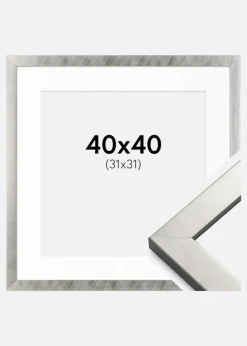 Ramme Uppsala Sølv 40x40 cm - Passepartout Hvid 32x32 cm