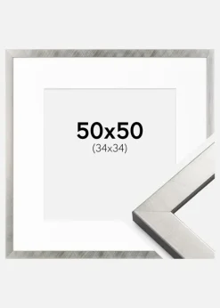 Ramme Uppsala Sølv 50x50 cm - Passepartout Hvid 35x35 cm