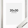 Ramme Uppsala Sølv 20x30 cm - Passepartout Hvid 15x21 cm (A5)