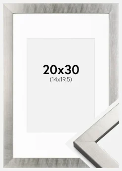 Ramme Uppsala Sølv 20x30 cm - Passepartout Hvid 15x21 cm (A5)