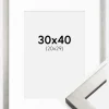Ramme Uppsala Sølv 30x40 cm - Passepartout Hvid 21x30 cm