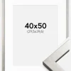 Ramme Uppsala Sølv 40x50 cm - Passepartout Hvid 12x16 inches