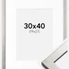 Ramme Uppsala Sølv 30x40 cm - Passepartout Hvid 20x28 cm