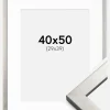 Ramme Uppsala Sølv 40x50 cm - Passepartout Hvid 30x40 cm