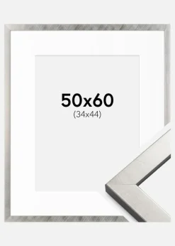 Ramme Uppsala Sølv 50x60 cm - Passepartout Hvid 35x45 cm