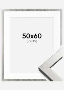 Ramme Uppsala Sølv 50x60 cm - Passepartout Hvid 40x50 cm