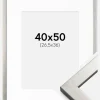 Ramme Uppsala Sølv 40x50 cm - Passepartout Hvid 27,5x37 cm
