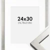 Ramme Uppsala Sølv 24x30 cm - Passepartout Hvid 7x9 inches