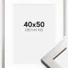 Ramme Uppsala Sølv 40x50 cm - Passepartout Hvid 29,7x42 cm (A3)