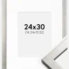 Ramme Uppsala Sølv 24x30 cm - Passepartout Hvid 6x8 inches