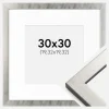 Ramme Uppsala Sølv 30x30 cm - Passepartout Hvid 8x8 inches