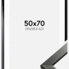Ramme Uppsala Sort Højblank 50x70 cm - Passepartout Hvid 42x59,4 cm (A2)